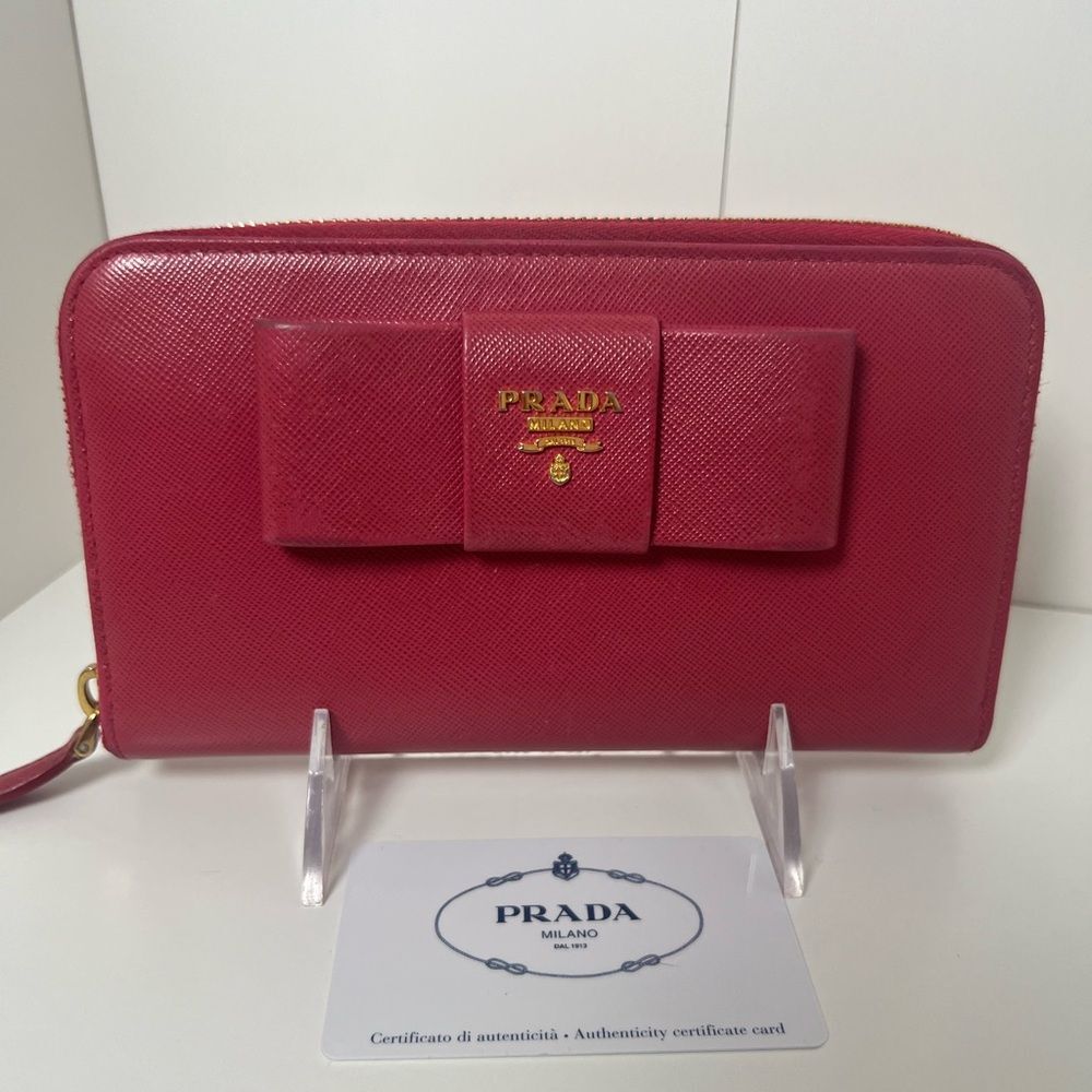 Prada Saffiano Fiocco Ribbon Long Wallet EUC - Picture 1 of 8